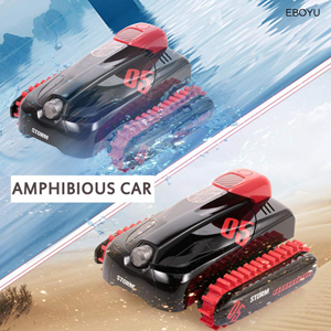  ماشین کنترلی تانک دوزیست آب و خاک قرمز Amphibious Car Waterproof Remote Control 1:16 -اسباب بازی